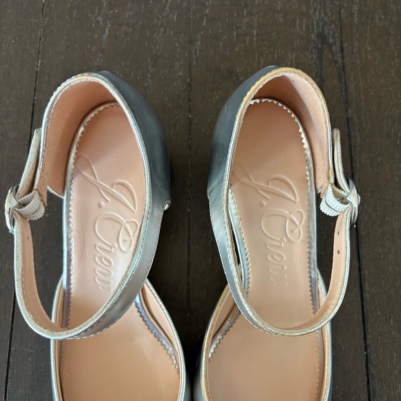 J. Crew Millie Women's Silver Cap Toe Mary‎ Jane Heels Size 5 - Picture 5 of 10